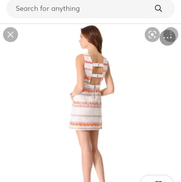 Alice & Olivia Tweed Cream Red Orange Textured Open Back Mini Dress Size 4